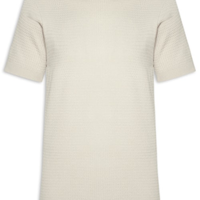 Camiseta Masculina Gola Redonda Em Tricot - Bege