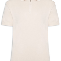 Polo Masculina Zíper Em Tricot - Bege