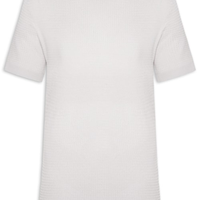 Camiseta Masculina Gola Redonda Em Tricot - Cinza