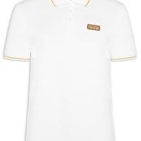 Polo Masculina Logo Plaque Shirt - Branco