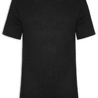 Camiseta Masculina Gola Redonda Em Tricot - Preto