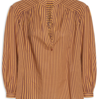 Camisa Feminina De Voil Listrada - Laranja