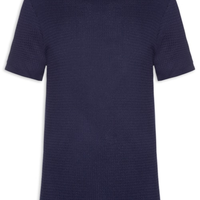 Camiseta Masculina Gola Redonda Em Tricot - Azul