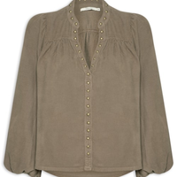 Bata Feminina Veludo Cotele Com Tachas - Verde