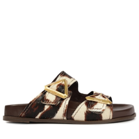 Sandália Feminina Papete Triangle Couro - Animal Print