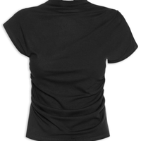Blusa Feminina Drapeada Assimétrica - Preto