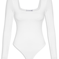 Body Feminino Manga Longa E Decote Quadrado - Branco