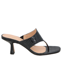 Sandália Feminina Em Couro Croco - Preto