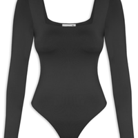 Body Feminino Manga Longa E Decote Quadrado - Preto
