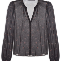 Blusa Feminina Manga Longa Estampa Lily - Preto