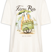 Camiseta Feminina Média Carrinho De Coco - Branco