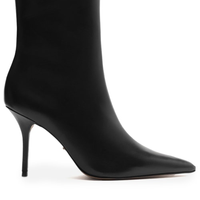 Bota Feminina Couro Cano Salto Alto Fino - Preto