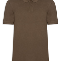 Polo Masculina Básica Em Pique - Marrom
