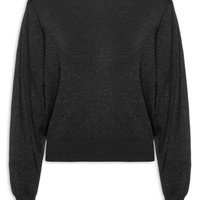 Suéter feminino de tricot com lurex preto