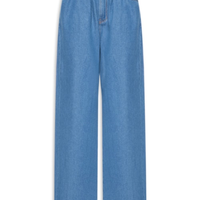Calça Feminina Jeans Pregas Cós - Azul