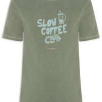 Camiseta Masculina Estampada Slow Coffee - Verde