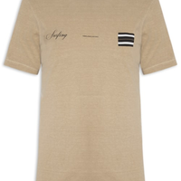 Camiseta Masculina Slim Stone Surfing Cursive Bege