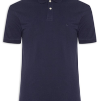 Polo Masculina Básica Em Piquet - Azul