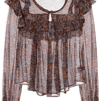 Blusa Feminina Com Babados Est Fig Fly Color - Roxo