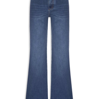Calça Feminina Jeans Wide Leg Cós Aleta - Azul