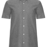 Camisa Masculina Manga Curta Oxford Color - Preto