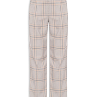 Calça Feminina Reta De Alfaiataria Xadrez - Cinza