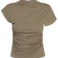 Blusa Feminina Drapeada Assimétrica - Bege
