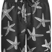 Short Masculino Beachwear Estampa Estrela do Mar - Preto