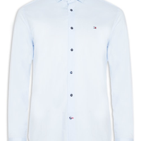 Camisa Masculina Social Slim Fit Detalhe Contrastante Poplin - Azul