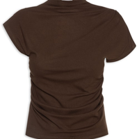 Blusa Feminina Drapeada Assimétrica - Marrom