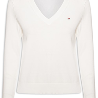Suéter Feminino Co Jersey Stitch V - Branco