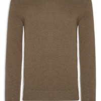 Suéter Masculino Básico Gola Careca Em Tricot - Marrom