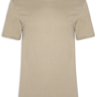 Camiseta Masculina Básica Friso Na Gola - Bege
