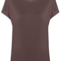 Camiseta Feminina Manga Curta Lisa - Marrom