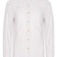 Camisa Casual Masculina Voil Listras - Branco