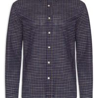 Camisa Masculina Voil Mini Quadros - Azul