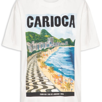 Camiseta Feminina Média Paisagem Carioca - Branco