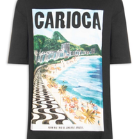 Camiseta Feminina Média Paisagem Carioca - Preto