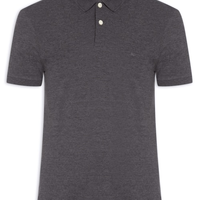 Polo Masculina Básica em Piquet - Cinza