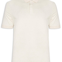 Polo Masculina Malha Favo Linho Off White