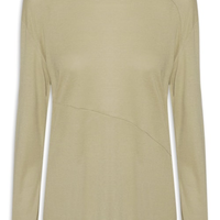 Camiseta Feminina Manga Longa Com Recortes - Verde
