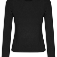 Blusa Feminina Gola Alta Manga Longa - Preto