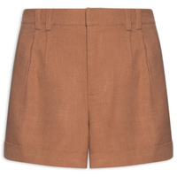 Short Feminino Alfaiataria Bolso Frontal - Marrom
