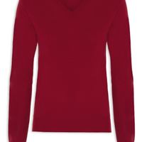 Suéter Feminino Puro Cashmere Gola V - Vermelho