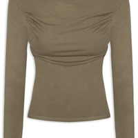 Blusa Feminina Drapeada Manga Longa - Verde