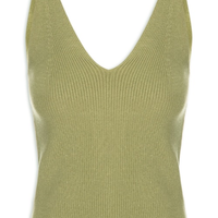 Regata Feminina Tricot Decote V Verde