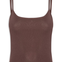 Regata Feminina Tricot Alcinha Básica Marrom