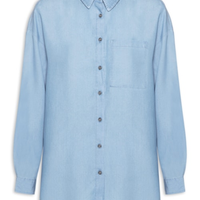 Camisa Feminina Casual Manga Longa - Azul