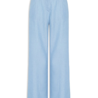 Calça Feminina Ampla Com Pregas - Azul