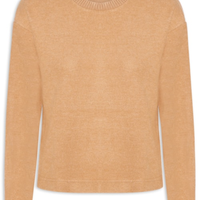 Blusa Feminina Malha Tricot Manga Longa Bege